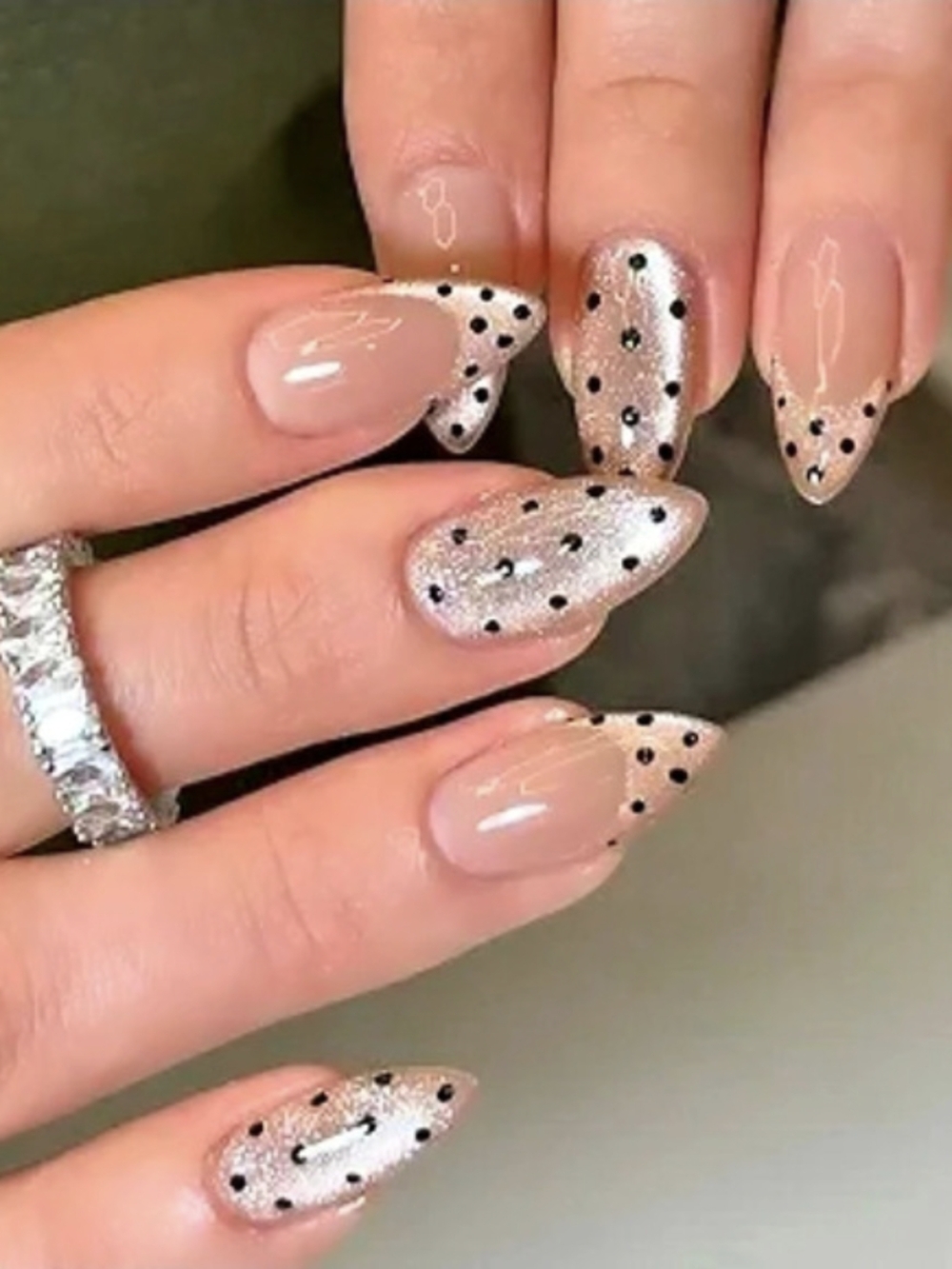 Pink & Black Polka Dot Press-On Nails